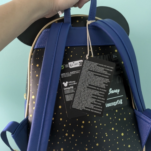 NWT loungefly Disney Black and Gold Stars Graduation Backpack main image 3